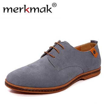

New 2020 Fashion Men Shoes Suede Leather Casual Flat Shoes Lace-up Men's Flats for Man Rubber Outsole Driving Shoes Footwear