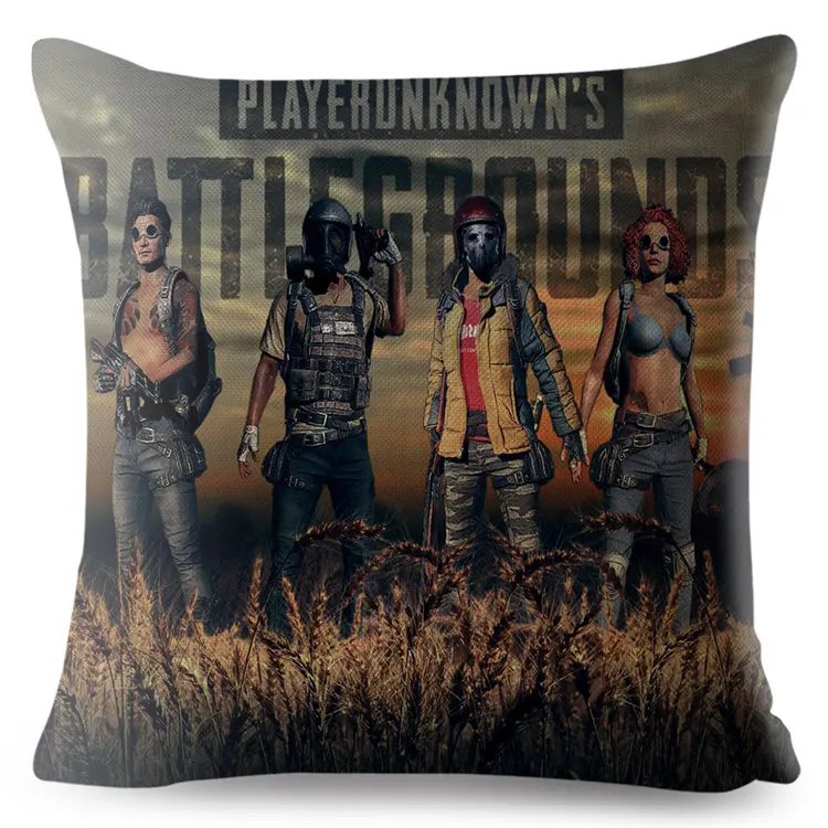 Мультяшная игра PUBG наволочка для подушки 45*45 квадратная наволочка бежевая льняная наволочка для домашнего декора - Цвет: 10