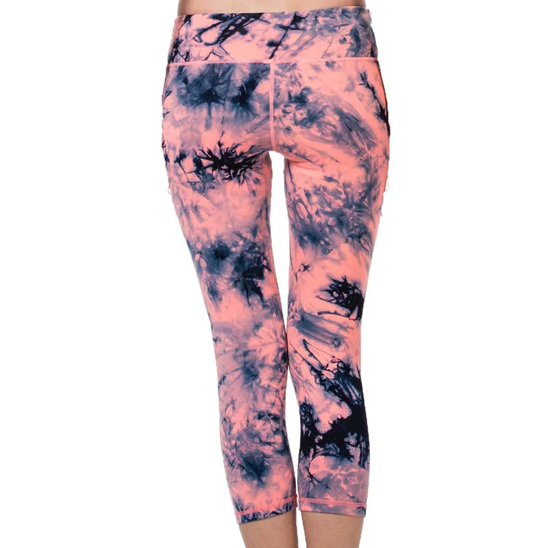 Sports Pants Women Fitness Calf-Length Leggings Pants Tights Elastic Waist Print Outdoor Running Jogging Workout Leggings