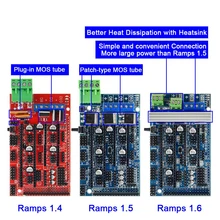 Ramps 1.6 painel de controle de expansão, com dissipador de calor atualizado rampas 1.4/1.5 para arduino placa para impressora 3d
