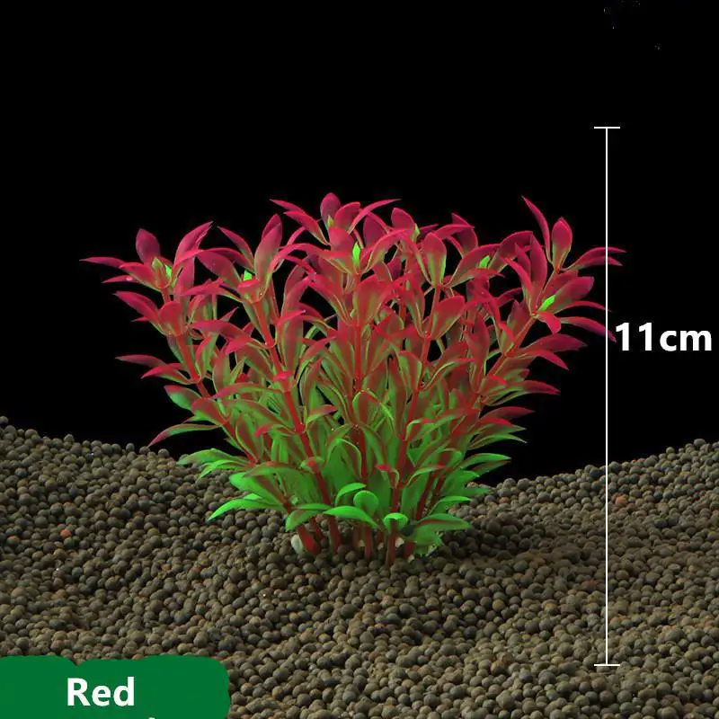 Новинка, 11 см пластиковые искусственные аквариумные растения, украшение для аквариума, для воды, травы, маленький лист, растения, украшения - Цвет: Red