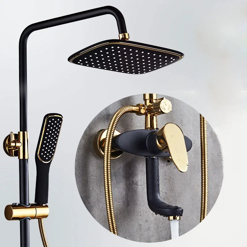 

black and gold Shower set occident style mixer tap brass bathroom faucet imitation retro bathroom shower 0019