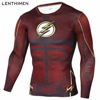 

2018 Compression Running Shirt Men The Flash 3D Printed Sports t shirt Quick Dry Long Sleeve Fitness Clothing Tops Rashgard Male