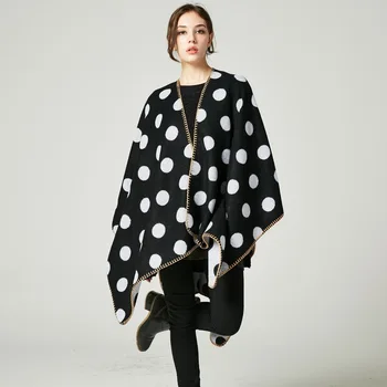 

2018 Hijab Winter Europe Street New Winter Travel Office Air Conditioning Vent Lengthened And Thickened Large Dot Cape Cloak