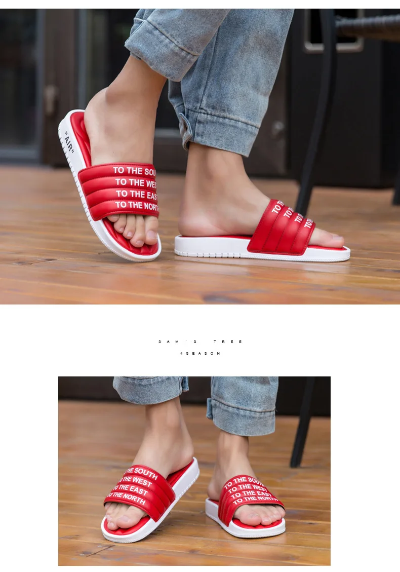 summer men slippers men slides beach flip flops Fashion Outside Leather Anti-skid shoes Indoor house confortable rubber slippers