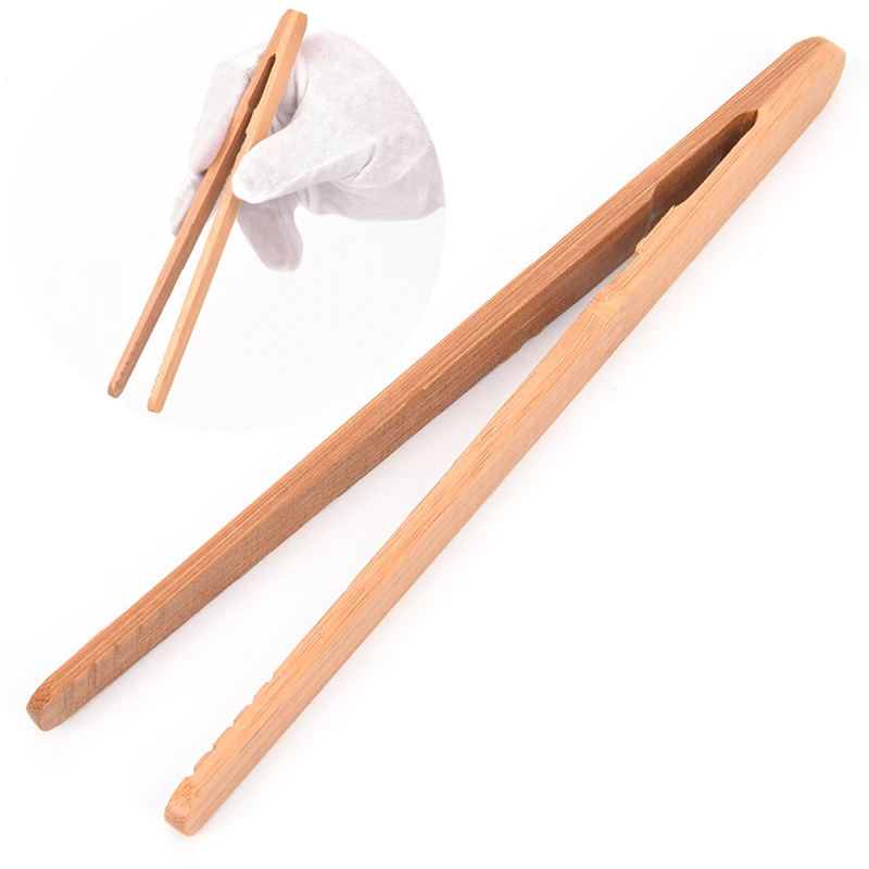 Tea Clips 18cm Bamboo Tweezers Wood Color Textured Bamboo Kongfu Tea Utensil Tweezers