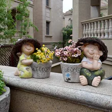 Креативный Добро пожаловать колпачок куклы Горшки Цветочные для сада сад балкон вилла сад декорация декоративное рукоделие Ландшафтная Скульптура пара
