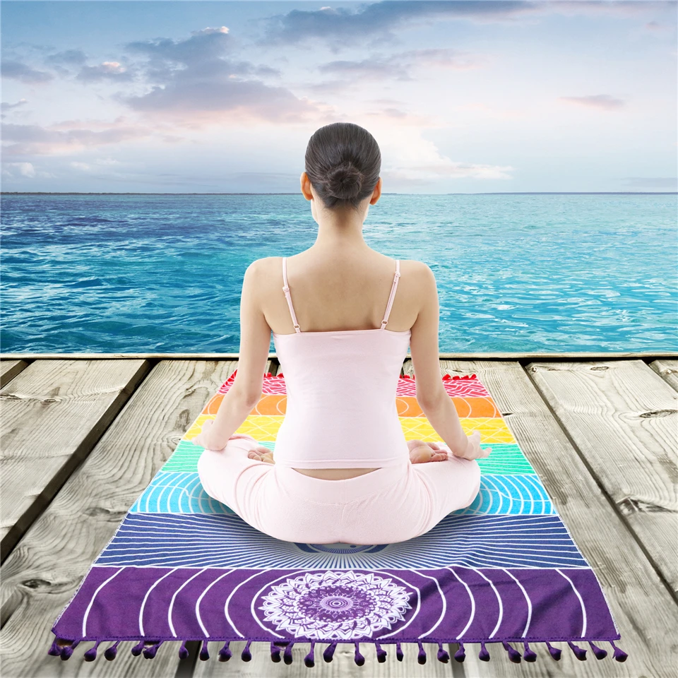 

HOT SALE Microfiber Rectangle Colorful Rainbow Beach Towel Shawl Tapestry Blanket Yoga Mat Adults Use 150*75 CM