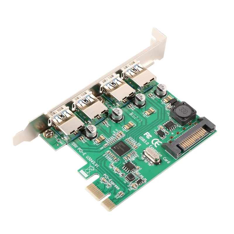 Super Speed 4 Ports Pcie To Usb 3.0 Expansion Card With 15 Pin Sata Power Connector Usb3.0 Controller Hub For Desktop Pc | Компьютеры и