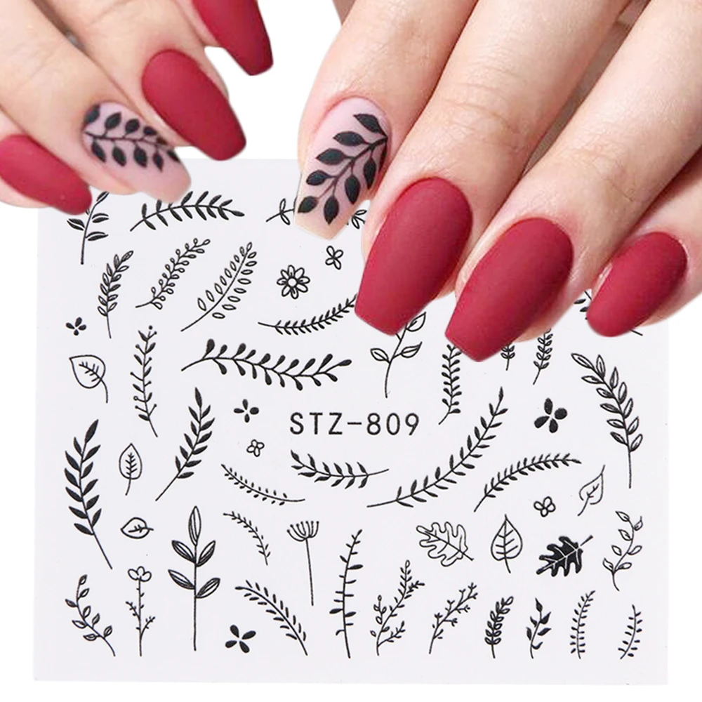 Flower Vine Nail Water Sticker Decals Leaf Lace Design Slider Nail Art Decoration Sticker DIY 1pc
