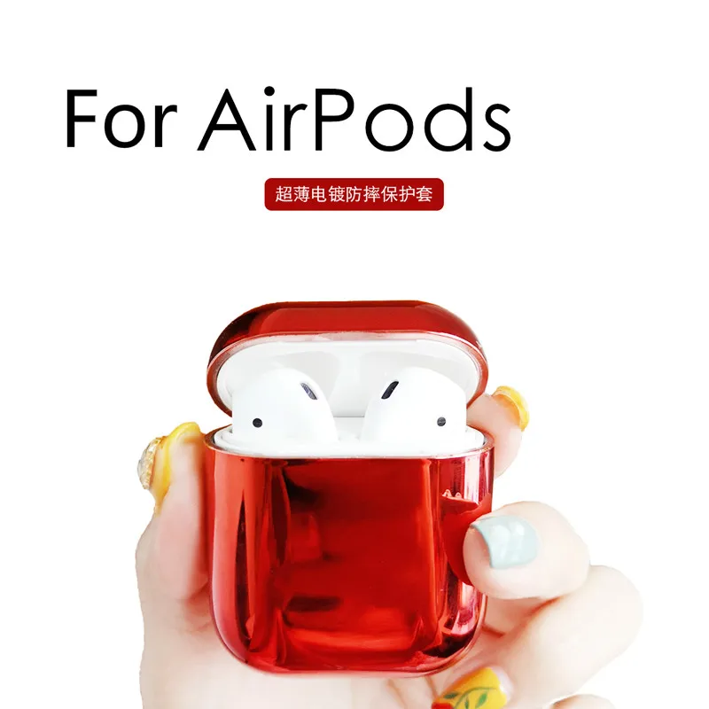 С гальваническим покрытием жесткий корпус наушников для apple airpods чехол для наушников Защитный чехол Зарядка для airpods 2 Чехол Коробка