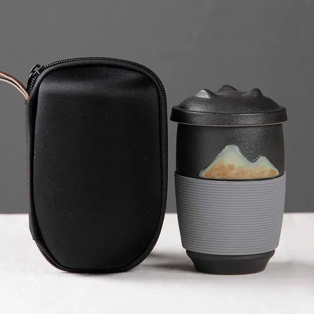 Retro mug ceramic filter tea separation filter office tea portable