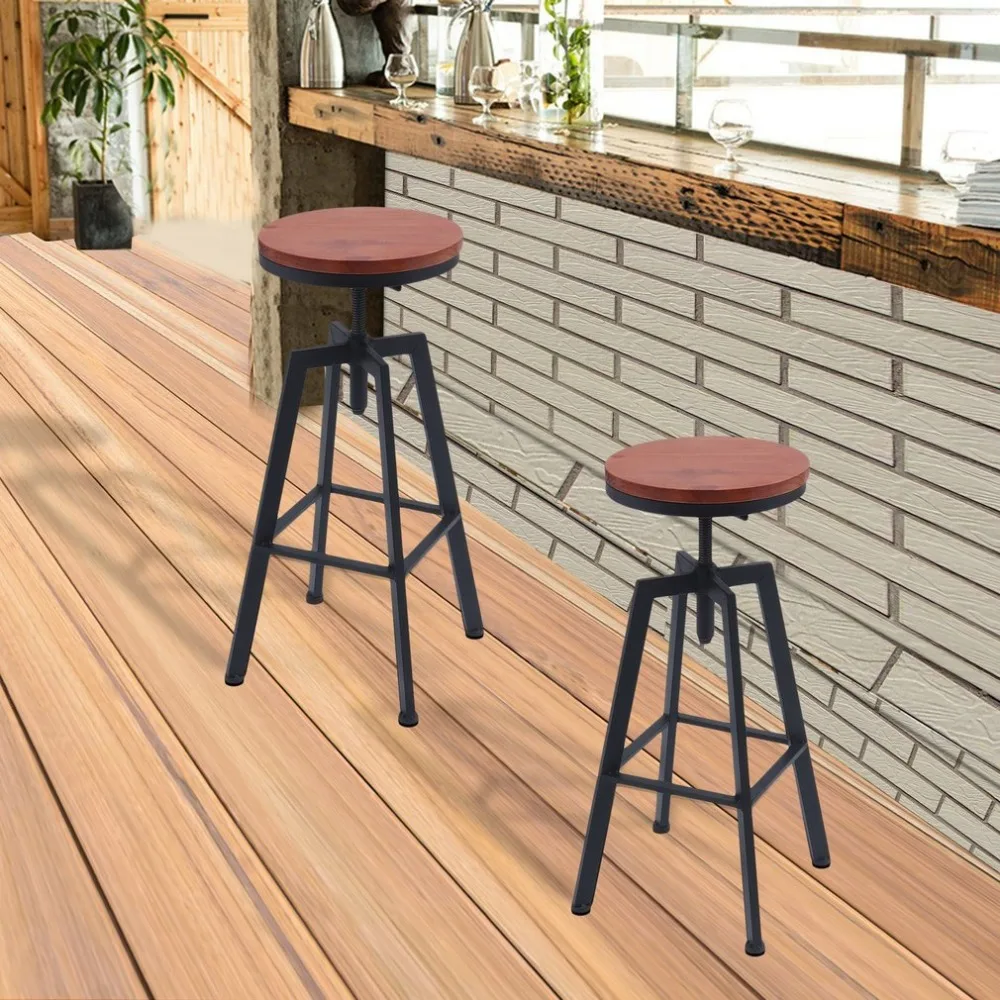

2pcs Industrial Bar Stool Vintage Pub Cafe Chair Rotating Round Stool Universal Metal Chair Adjustable Height Swivel Barstool