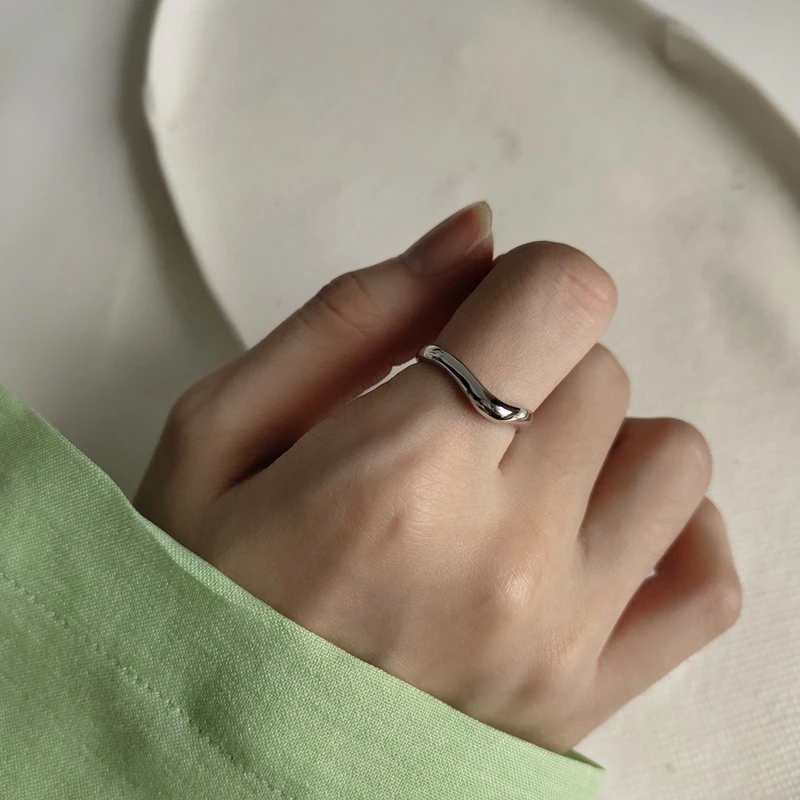 LouLeur 925 пробы серебристый неправильной формы кольца минималистичные простые кривые открытые кольца на указательный палец женские новые модные ювелирные изделия подарок
