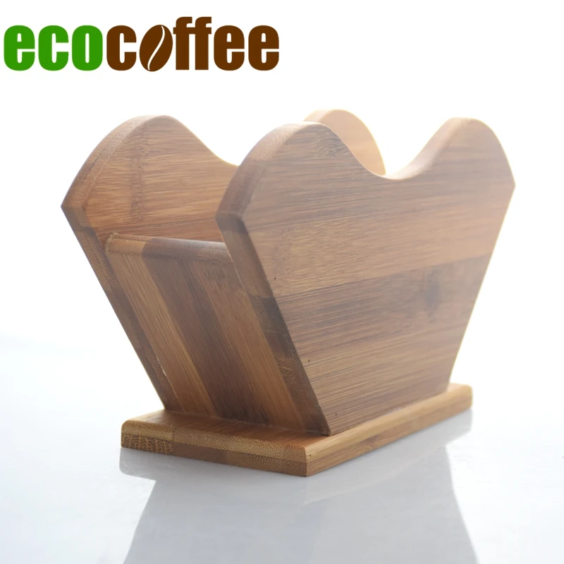 

High Quality Bamboo V60 Coffee Filter Shelf Disposable Paper Filter Holder Stroage Rack Stand CIQ 2018 New Kitchen Orgianizer