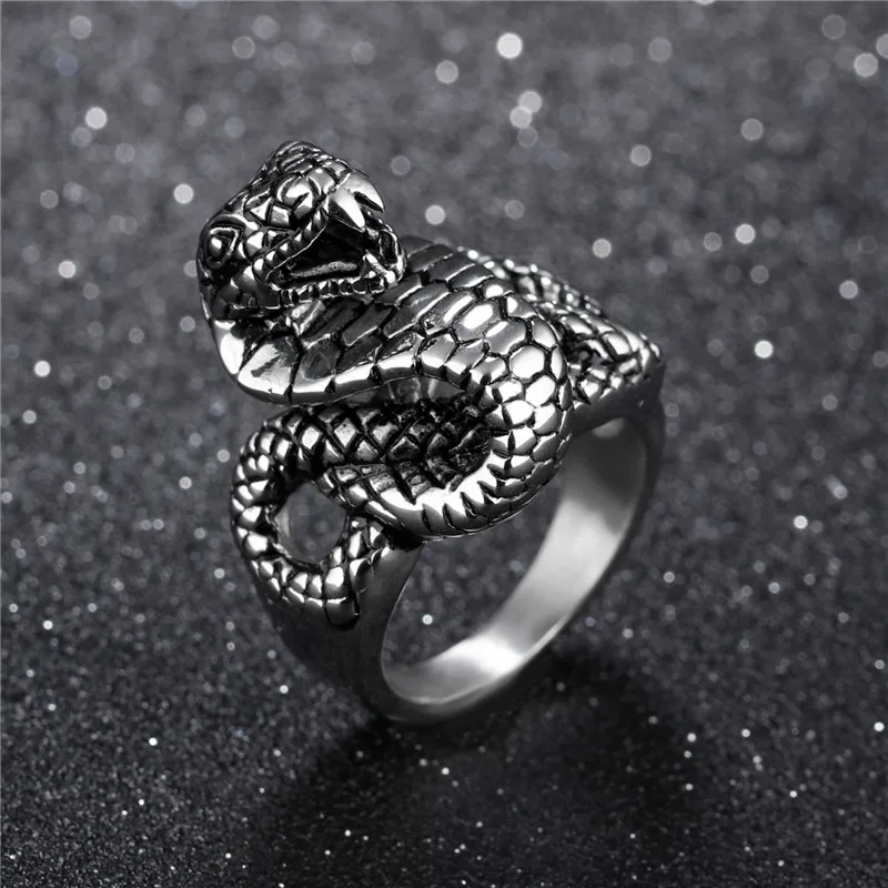 

316l Stainless Steel Rings for Men Vintage Gothic Snake Ring for Men Heavy Metals Punk Rock Titanium Ringen Voor Mannen Hiphop