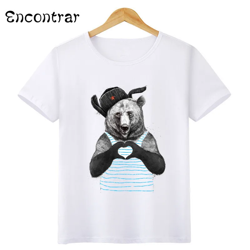 

Kids Russian Chewbacca/Bear Design T Shirt Boys/Girls Casual Short Sleeve Tops Children's Funny White T-Shirt,HKP6046