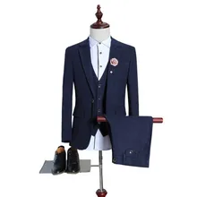 Модный мужской свадебный костюм из трех предметов, элегантный Мужской Блейзер на одной пуговице с отворотом, большие размеры, Homme