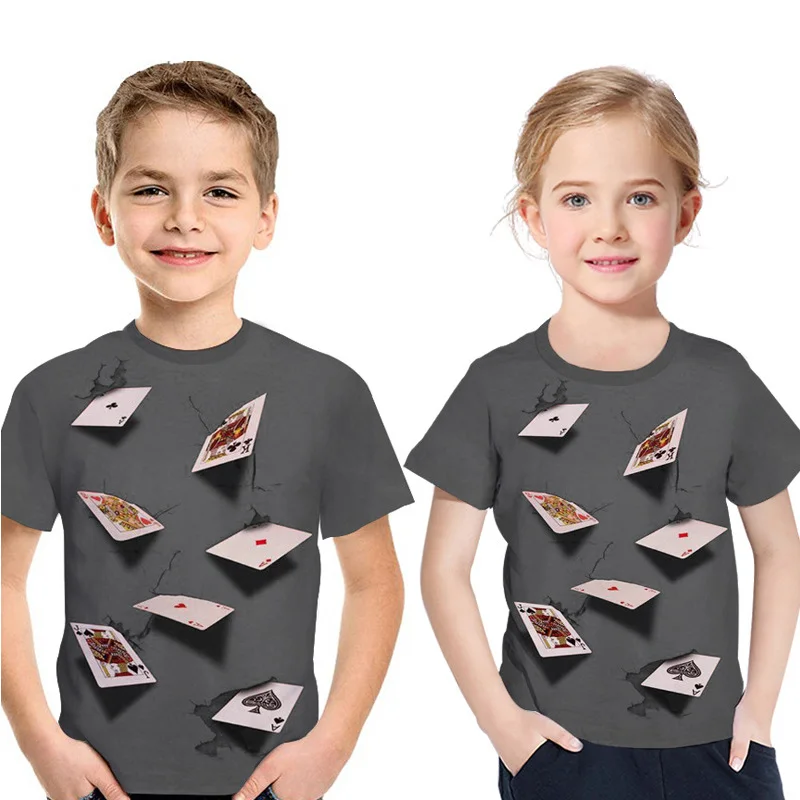 

Bobo choses 3D playing cards T-shirt summer casual fashion children clothes short-sleeved Tshirts baby girl boy New Kids t shirt