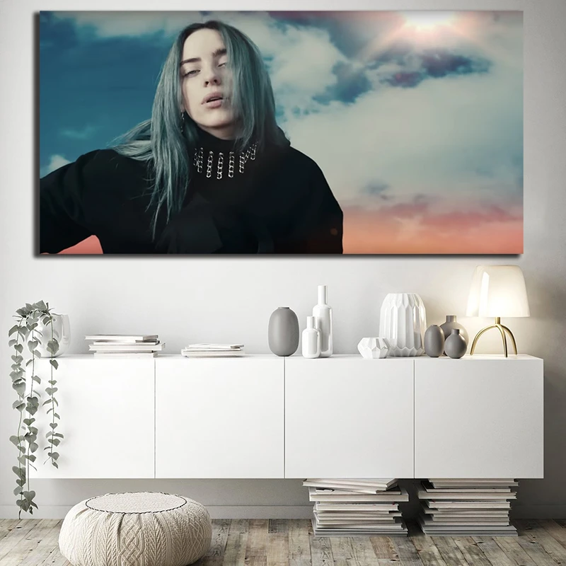 

American Singer Billie Eilish Portrait Canvas Painting Oil Print Poster Wall Art Picture for Living Room Home Decoration