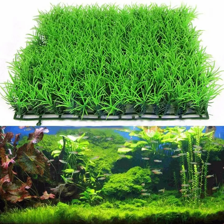 Eco-friendly аквариумные украшения Искусственного воды пластиковая зеленая трава
