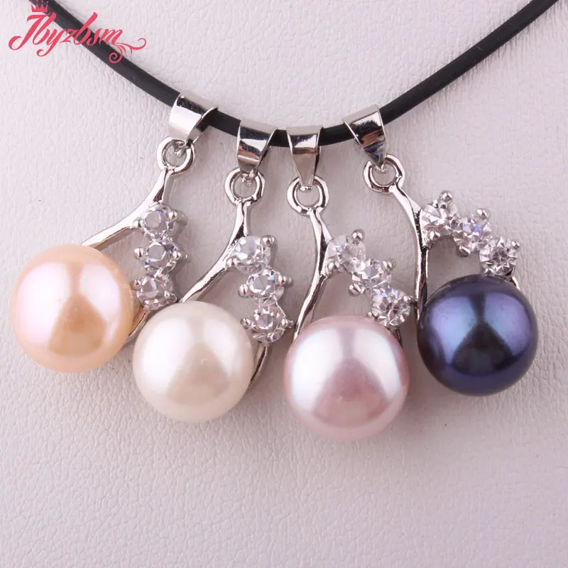 10 мм натуральный круглый пресноводный жемчуг хрустальные бусины CZ белый