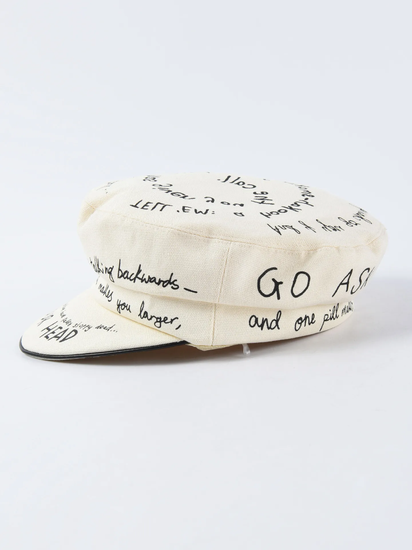 Letter graffiti soft skull cap female early autumn new England fashion military cap flat top octagonal cap