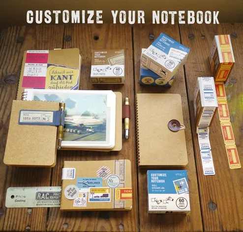 1Box DIY Vintage Retro Travel Stamp Boxed Papery Small Stickers Korea Diary Notebook Photo Gallery Decoration Customize Sticker