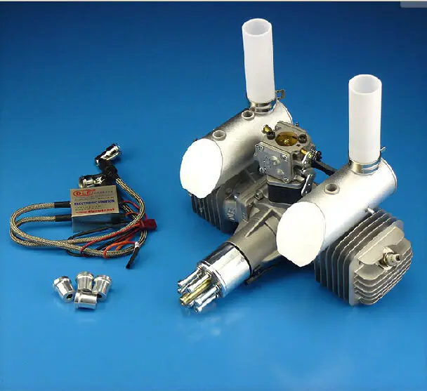 Двойной бензиновый двигатель DLE111 111cc с электронным зажиганием и глушителем для