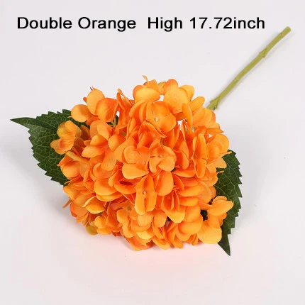 Xuanxiaotong 45 cm 1 pc Long Stem Silk Hydrangea Artificial Flowers Branch Purple White Pink Green Blue Hydrangea Faux Flowers - Цвет: double orange