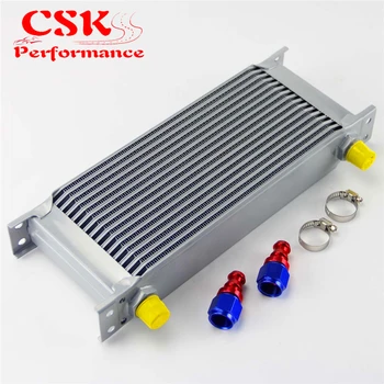 

16 Row AN8 Universal Aluminum Engine Transmission 248mm Oil Cooler British Type w/ Fittings Kit Silver