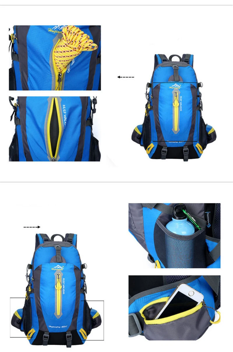 40L спортивная сумка для отдыха на открытом воздухе, рюкзак для путешествий, водонепроницаемый рюкзак для альпинизма, рюкзак для кемпинга, походный рюкзак для мужчин и женщин, походная сумка