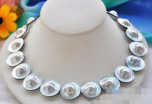 

Wholesale fast 100% Natural jewelry PERFECT AAA++ 18" 22mm GRAY ROUND SOUTH SEA MABE PEARL NECKLACE (A0513)