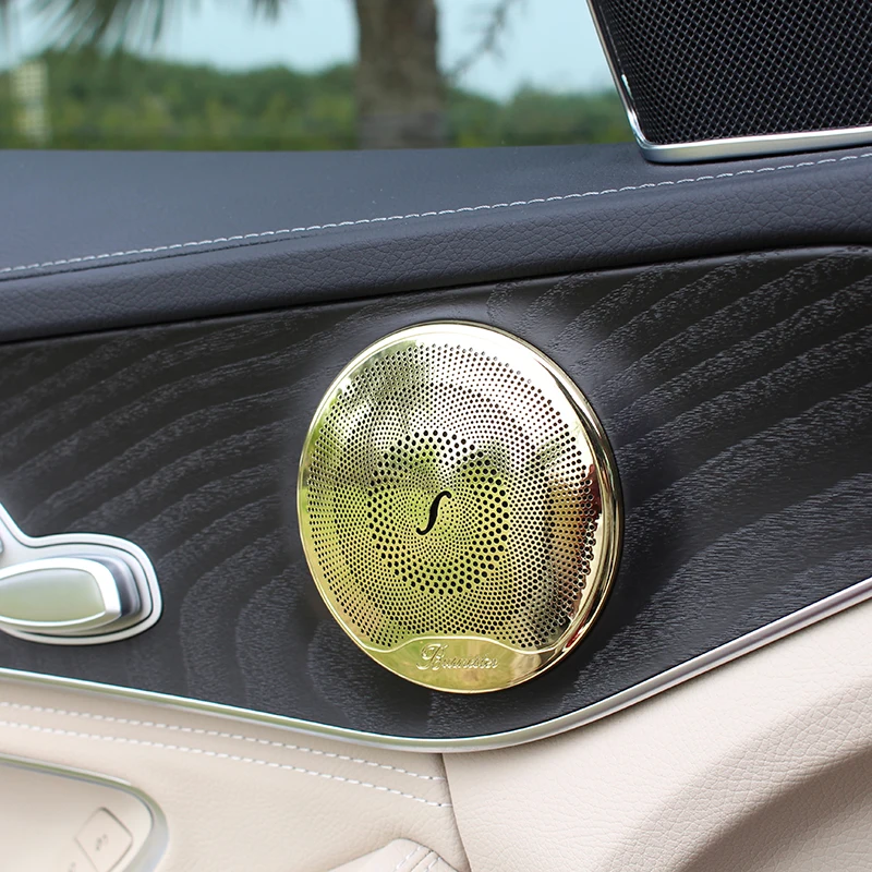 4pcs stainless steel Car Audio Speaker Car Door Loudspeaker Trim Cover For Mercedes Benz 2015 2016