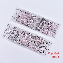 30 листов, разные Стразы, французский маникюр, 3D дизайн, сделай сам, наклейки для дизайна ногтей, переводные наклейки, маникюрный кончик, украшение для ногтей