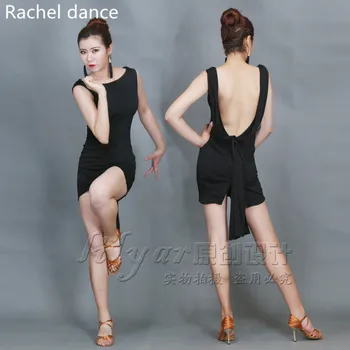

2017 Latin Dance Dress Women Top Sleeveless Back Opening Salsa Tango Rumba Flamengo Ballroom Latin Dance Competition Costumes