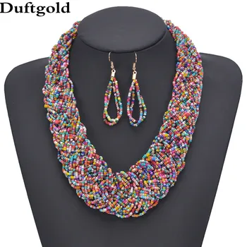 

Bohemian Handmade Jewelry Sets Knitted Seedbead Choker Necklace And Earring Jewelry Sets For Women Jewelry Sets Duftgold