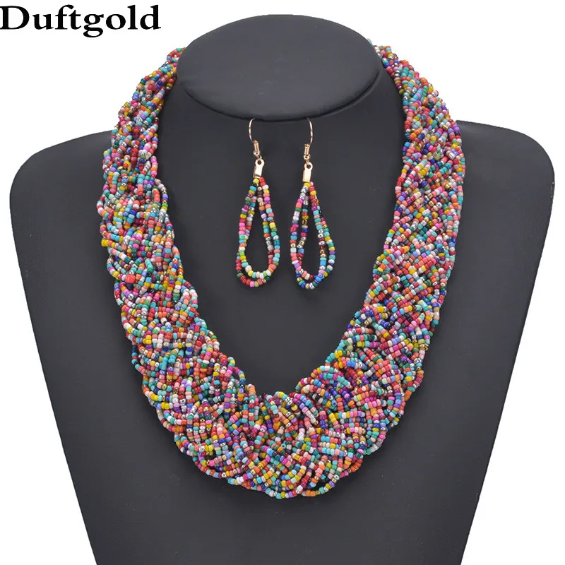

Bohemian Handmade Jewelry Sets Weave Knit Seedbead Choker Necklace And Earring Jewelry Sets For Women Jewelry Sets Duftgold