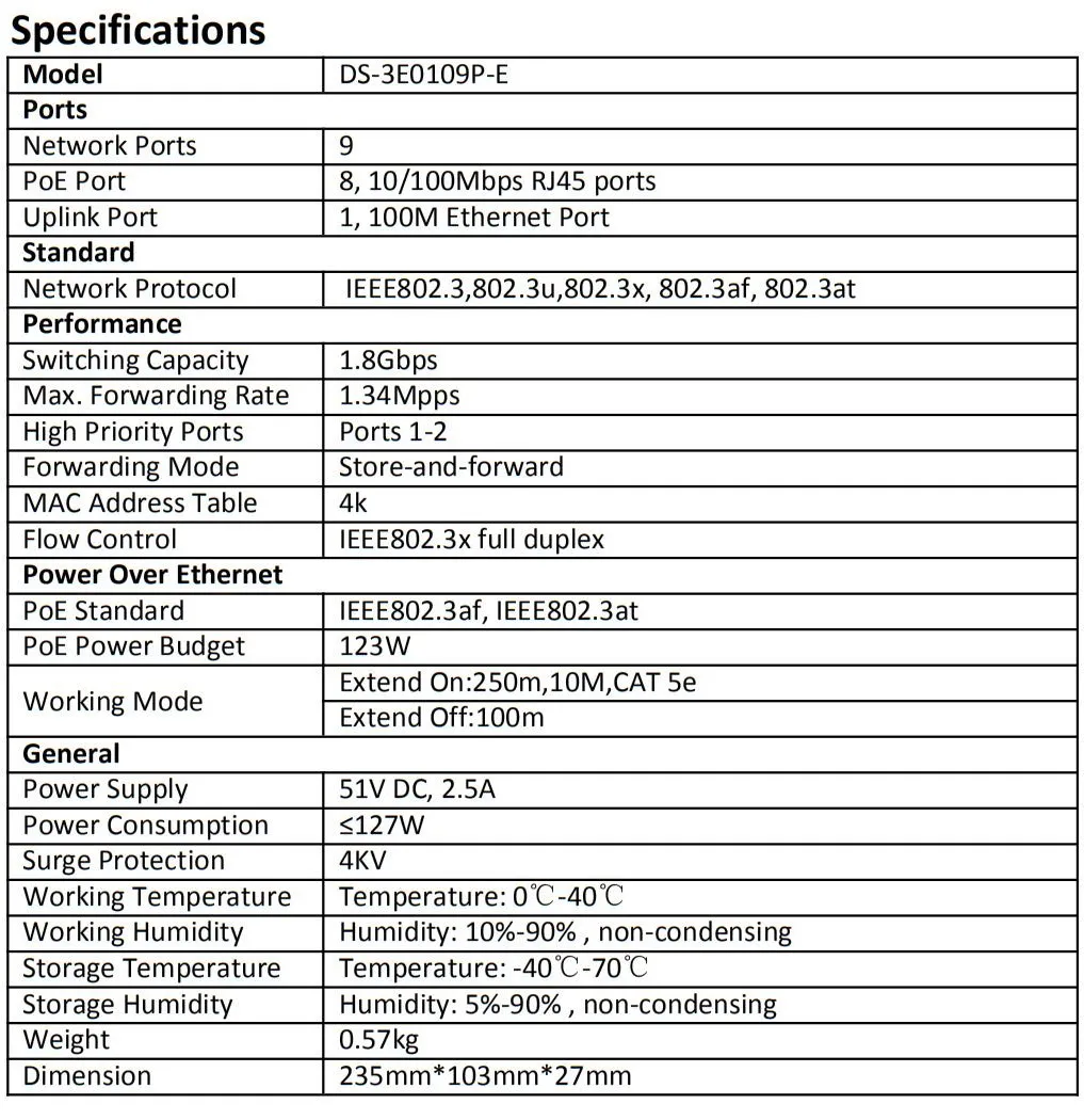 Switch de Rede Hik com Logotipo Lan Swtich Ds-3e0105p-e Ds-3e0109p-e Ds-3e0318p-e Ds-3e0326p-e 4ch 8ch 16ch 24ch Poe 5 Cheap Transmissão e cabos