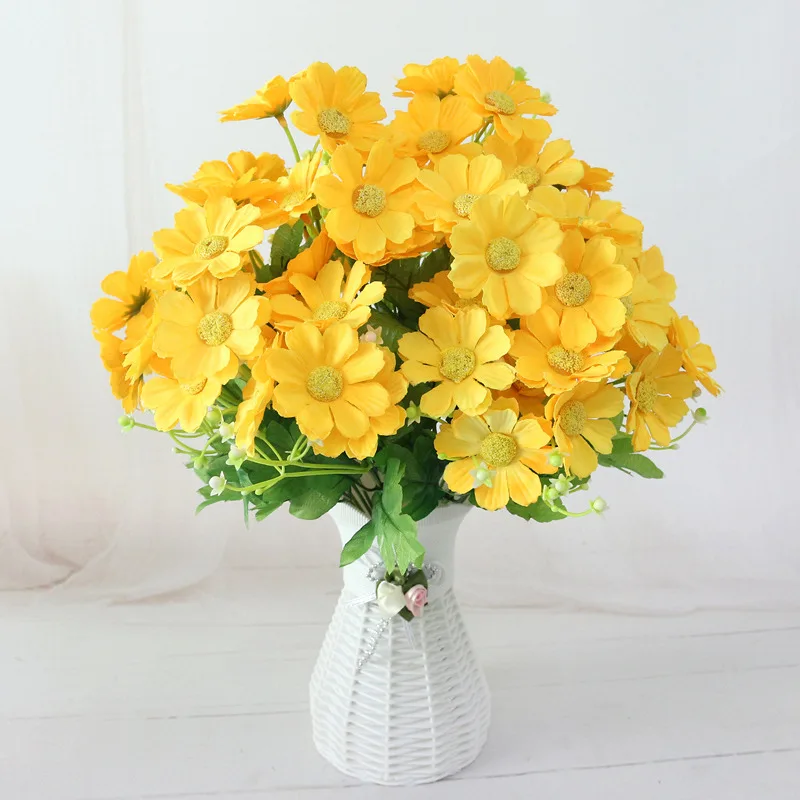 quality  plastic vase + silk flowers artificial flower set home flowers decoration artificial wedding decor Free Shipping (33)