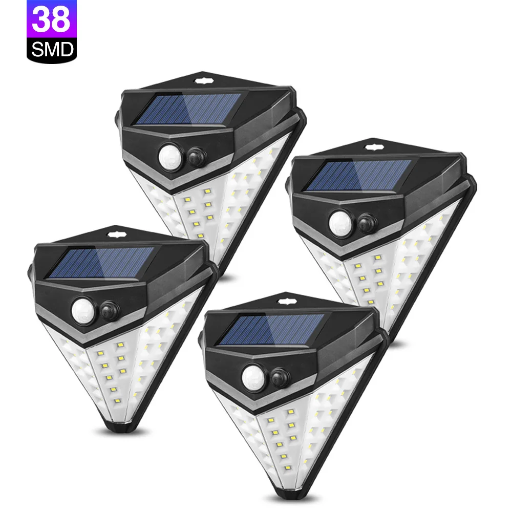 

38 LED Solar Light PIR Motion Sensor Outdoor 4pcs Solar Wall Lamp IP65 Waterproof Garden Yard Lamps Emergency Security Lights