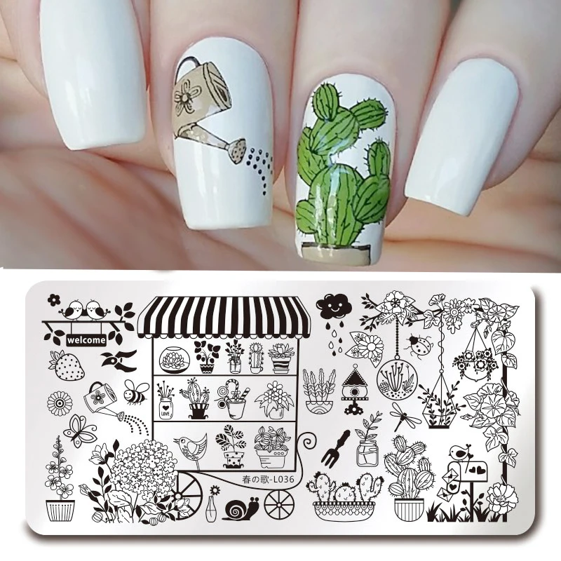 

1Pc Rectangle Stamping Plate Code Opera Mask Jewelry Plant Valentine SKull Pattern Nail Art Image Plate Harunouta L032-042