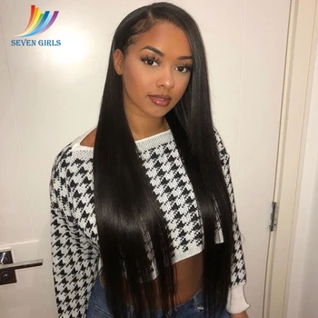 

Sevengirls Malaysian Raw Virgin Human Hair Wigs Natural Color Straight Pre Plucked Hairline Full Lace Wig 8-30Inch Free Shipping