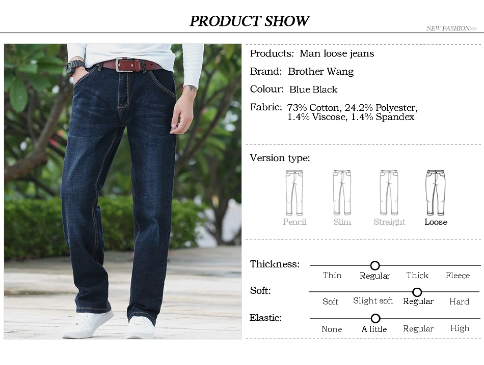 Осень и зима новые мужские свободные джинсы модные повседневные Стрейчевые прямые джинсовые брюки мужские плюс размер 40 42 44