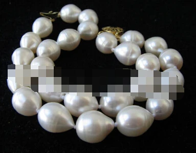 

002016 8" 2row 13mm natural white baroque rice freshwater pearl bracelet - GP clasp