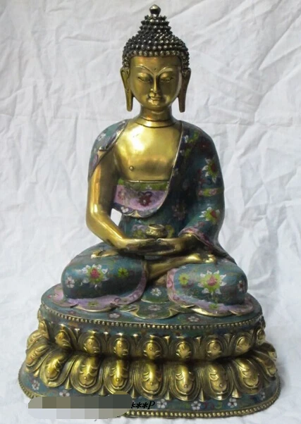 

shitou 002314 18"Tibet Buddhist Bronze gild Cloisonne Buddha Rulaifo bonze Sakyamuni.Statue