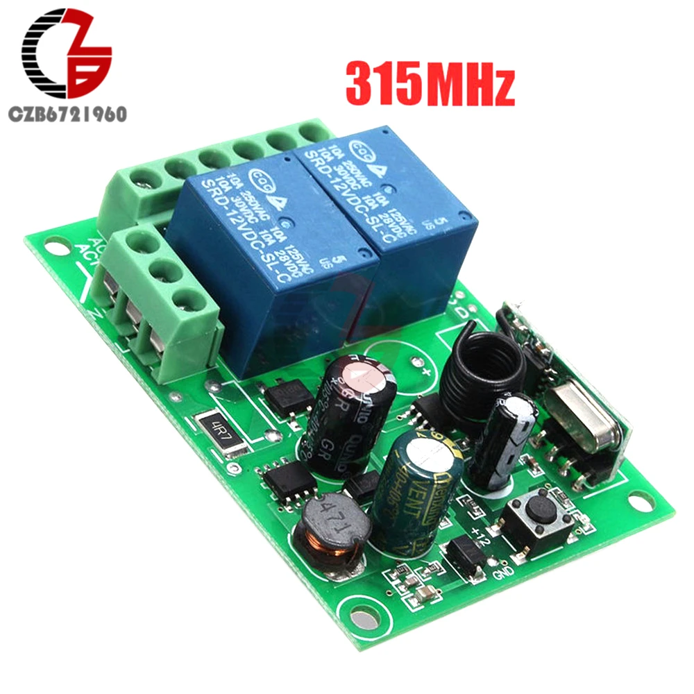 315Mhz 10A Ac 220V 2 Kanaals Draadloze Rf Relais Afstandsbediening