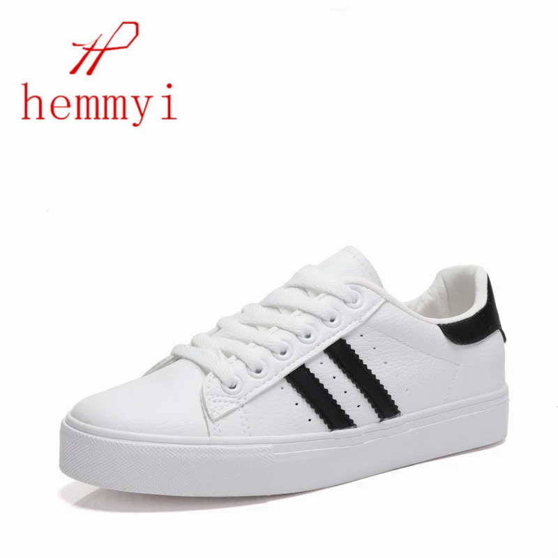 

Hemmyi white women shoes simple soft PU female casual tenis feminino women sneakers chaussures femme ete 2018 ladies shoes