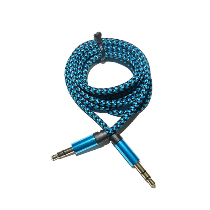 1 м нейлоновый Aux кабель 3,5 мм штекер-штекер автомобильный аудио кабель позолоченный шнур для Iphone Xiaomi динамик