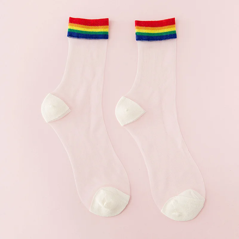 Тонкие безбортные носки Harajuku хипстер искусство низкие милые носки Fmale Sox Ins стиль мода Счастливые радужные носки летние короткие женские носки